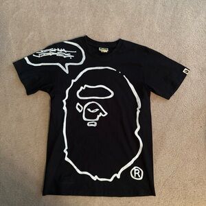 Bape Black Tee with White Ape Graphic